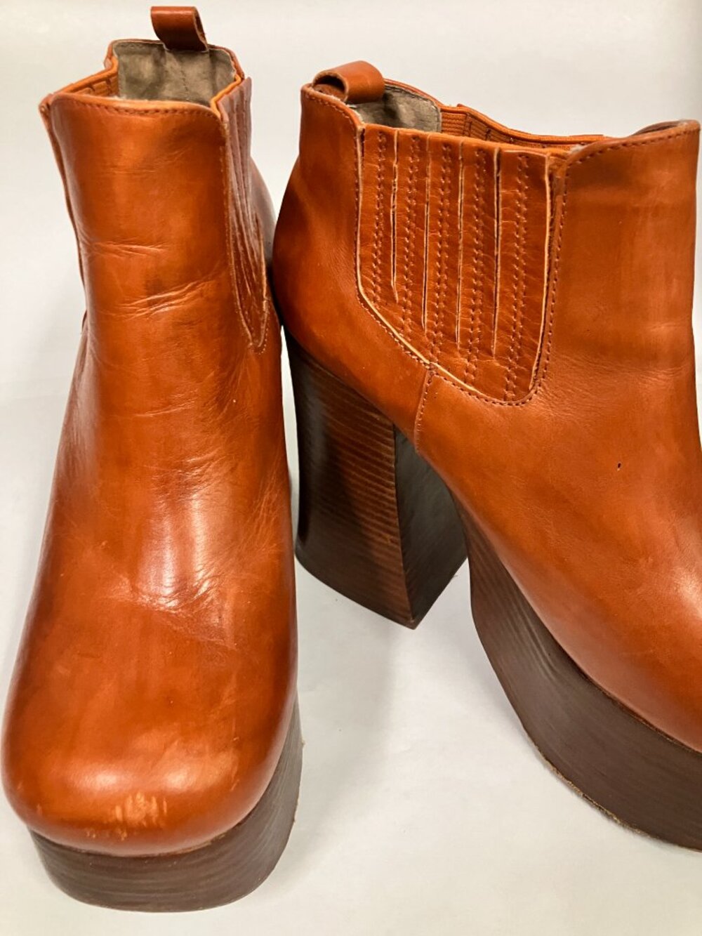 *USED* Super Hot Jeffrey Campbell PUPPY-2 Retro Platform Boots in Tan! Size 9! - Picture 6 of 14